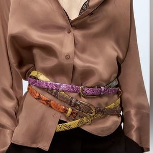 ZARA Beautiful 100% Cow Leather Snakeskin patterned belt 🔥🔥🔥